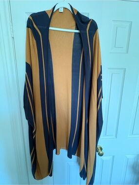 H&M Black and Mustard Striped Open-Front Cape